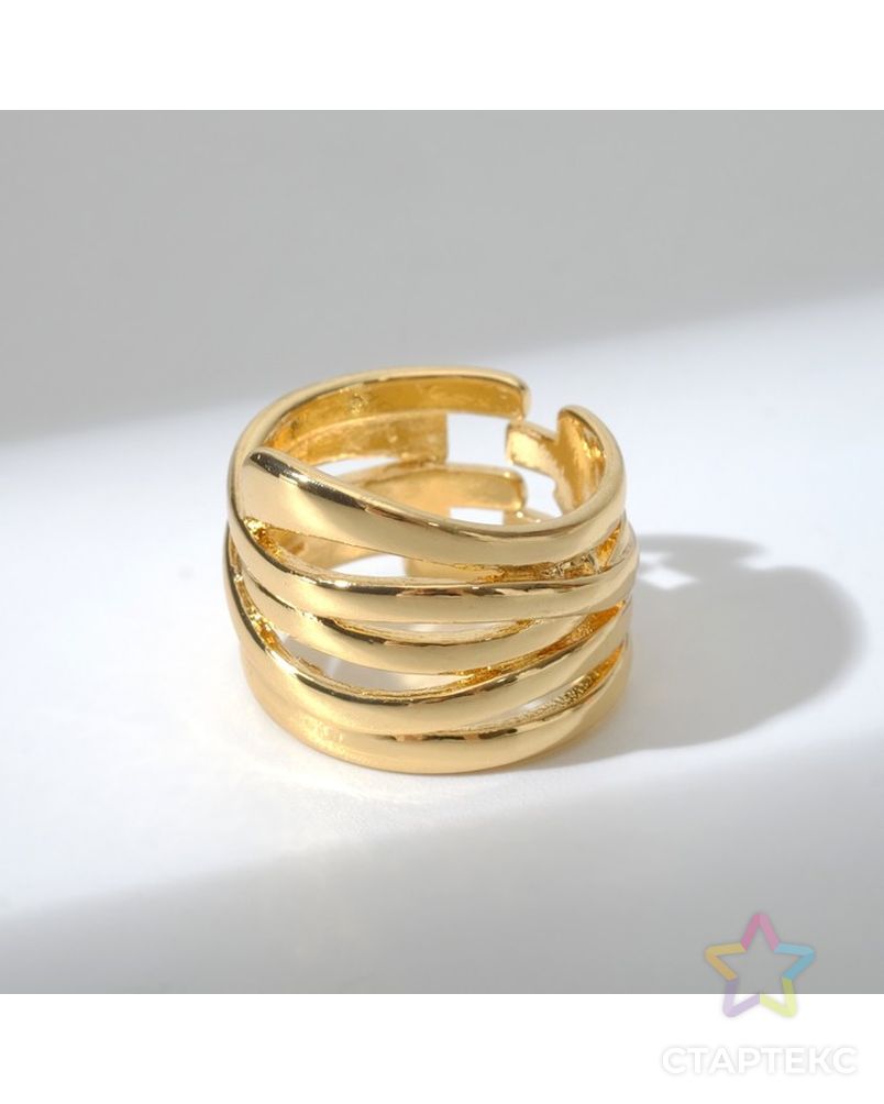 Кольцо "Звенья" широкое, цвет золото, безразмерное арт. СМЛ-215550-1-СМЛ0007644282 1