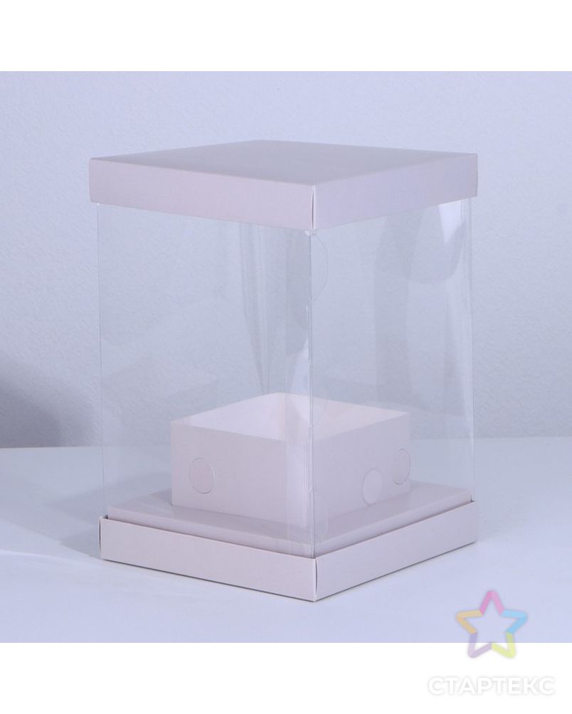 Коробка для цветов с вазой и PVC окнами складная «Серая», 16 х 23 х 16 см арт. СМЛ-221684-1-СМЛ0007647587 1