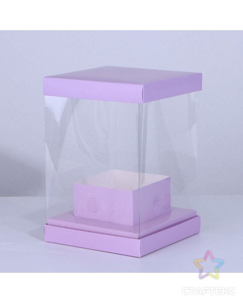 Коробка для цветов с вазой и PVC окнами складная «Лаванда», 16 х 23 х 16 см арт. СМЛ-221685-1-СМЛ0007647588 1