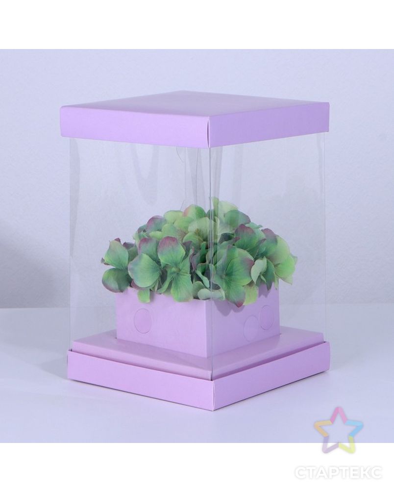 Коробка для цветов с вазой и PVC окнами складная «Лаванда», 16 х 23 х 16 см арт. СМЛ-221685-1-СМЛ0007647588 2