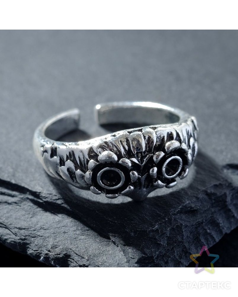 Кольцо "Перстень" цветы, цвет чернёное серебро, безразмерное арт. СМЛ-218724-1-СМЛ0007664804 1