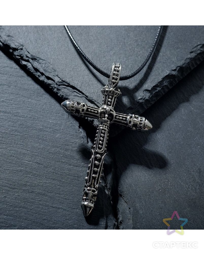 Кулон унисекс "Крест" с черепом, цвет чернёное серебро арт. СМЛ-218741-1-СМЛ0007664821 1