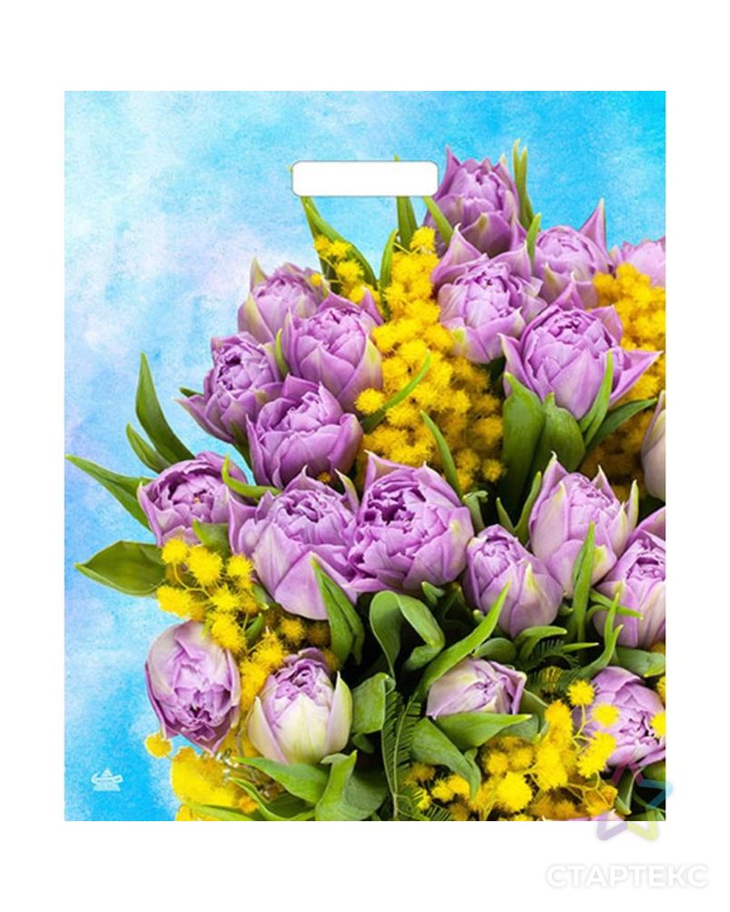 Пакет "Сиреневые тюльпаны", полиэтиленовый с вырубной ручкой, 38х45 см, 60 мкм арт. СМЛ-216816-1-СМЛ0007669436 1