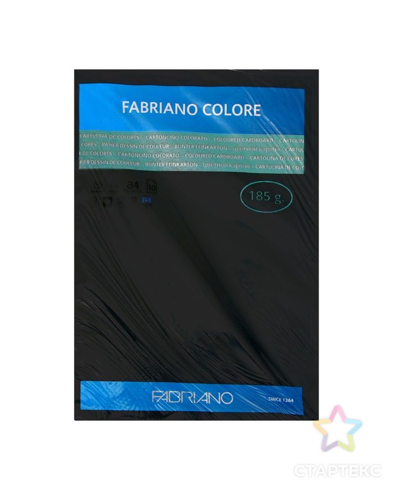 Бумага цветная Fabriano COLORE, 210 х 297мм, 185г/м², NEGRO, чёрная арт. СМЛ-220675-1-СМЛ0007706698