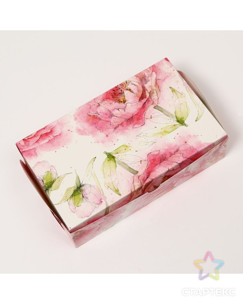 Коробка складная под зефир с окном "Розовые цветы", 25 х 15 х 7 см арт. СМЛ-226517-1-СМЛ0007730333 4