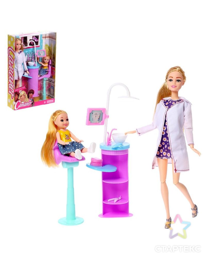 Кукла модель шарнирная "Стоматолог Виктория" с малышом и аксессуарами блондинка арт. СМЛ-229105-1-СМЛ0007797353