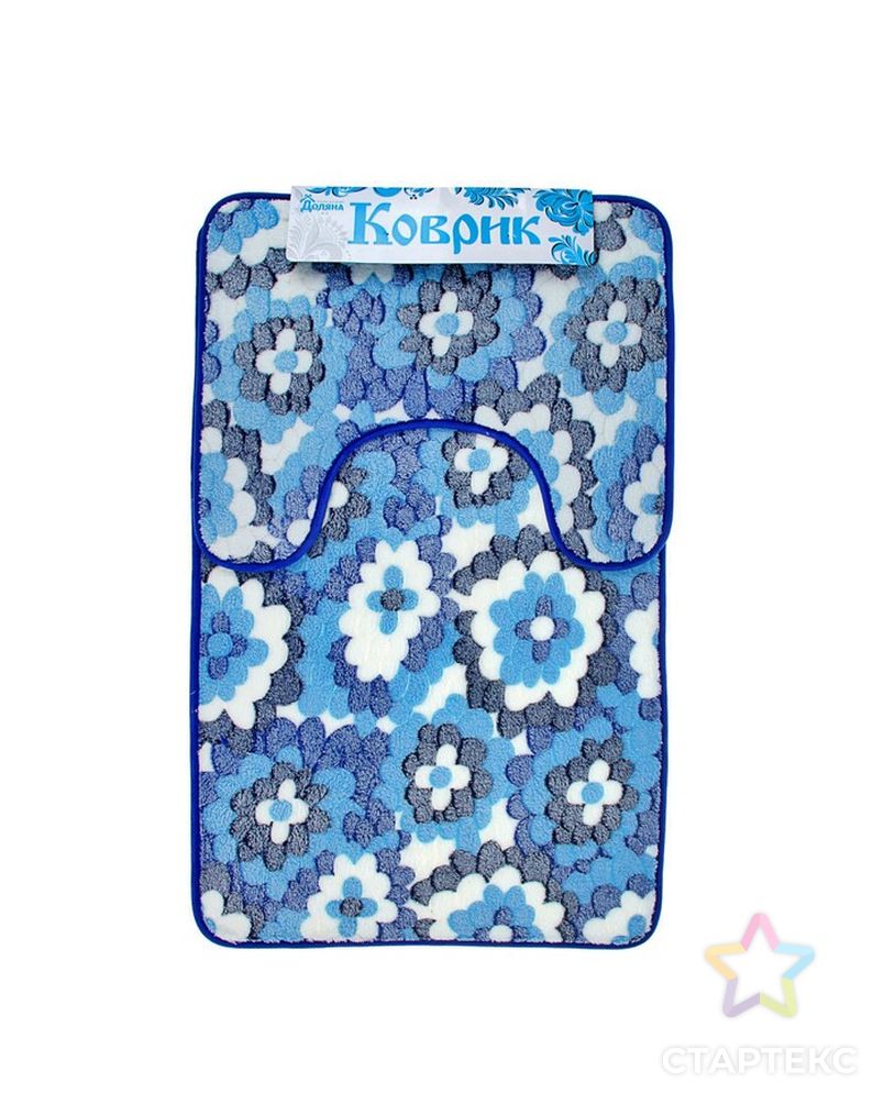 Набор ковриков для ванны и туалета «Голубые цветы», 2 шт: 40×50, 50×80 см арт. СМЛ-30418-1-СМЛ0798119