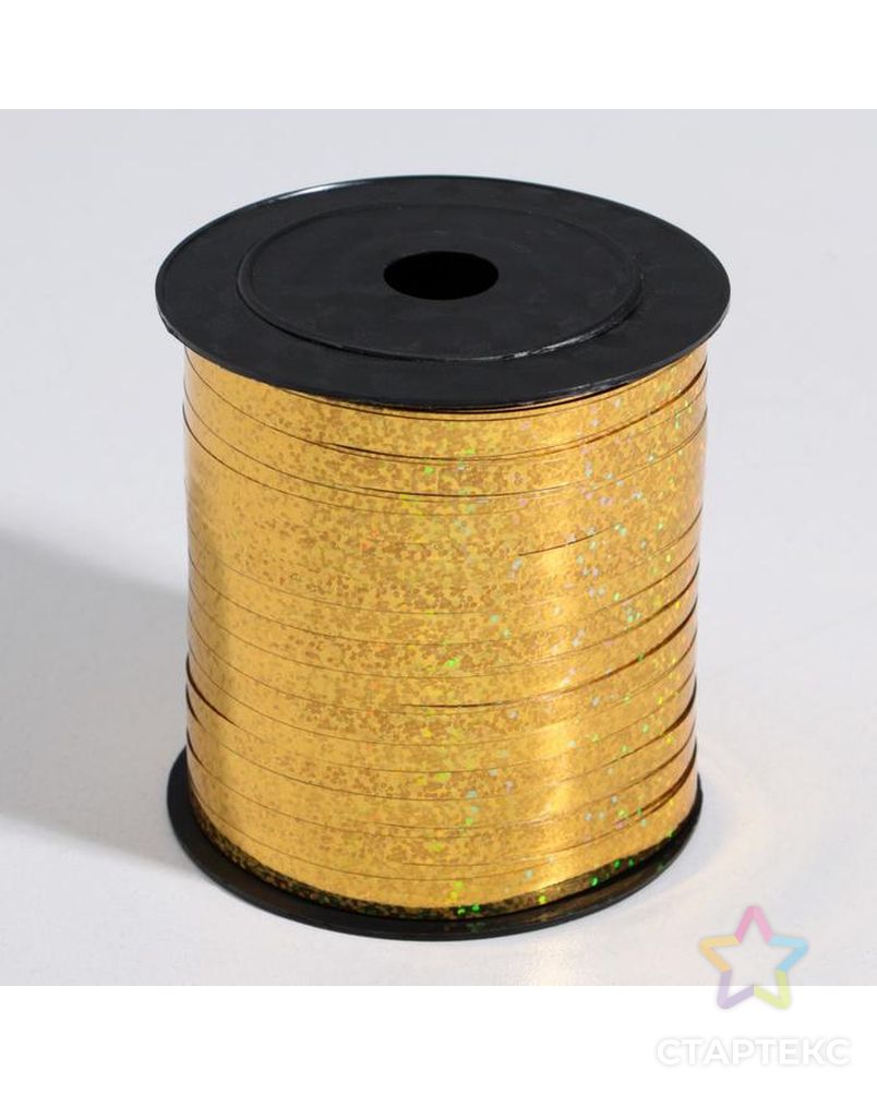Лента упаковочная металлизированная, цвет золото, 5 мм х 225 м арт. СМЛ-102665-1-СМЛ0000818664 1