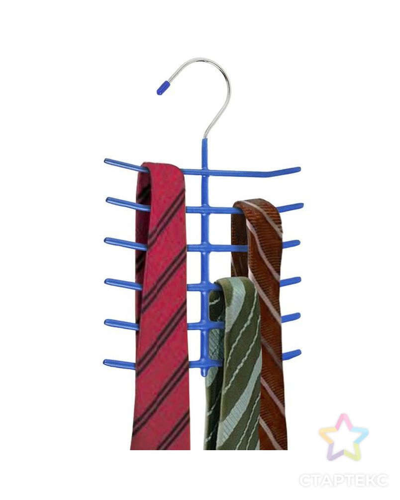Вешалка для галстуков Доляна, антискользящее покрытие, 6 перекладин, цвет МИКС арт. СМЛ-176540-1-СМЛ0000819684 4