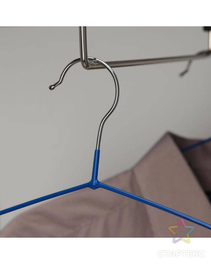 Вешалка-плечики для одежды Доляна, размер 40-44, антискользящее покрытие, цвет нежно-голубой арт. СМЛ-176117-6-СМЛ0000819717 2