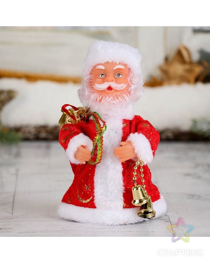 Дед Мороз, в красной шубе, с колокольчиком, с подсветкой, двигается, без музыки арт. СМЛ-102694-1-СМЛ0000827789 1