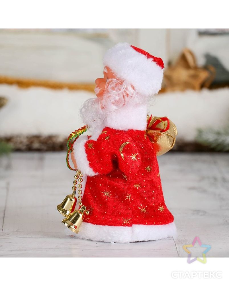 Дед Мороз, в красной шубе, с колокольчиком, с подсветкой, двигается, без музыки арт. СМЛ-102694-1-СМЛ0000827789 2