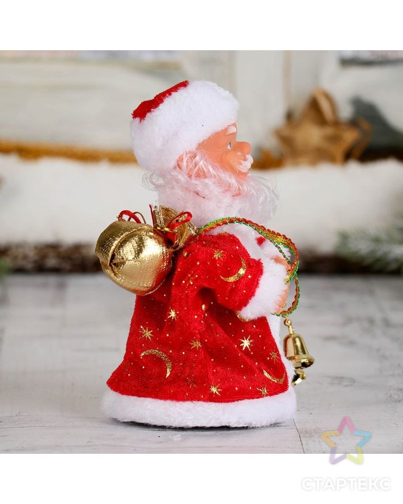 Дед Мороз, в красной шубе, с колокольчиком, с подсветкой, двигается, без музыки арт. СМЛ-102694-1-СМЛ0000827789 4