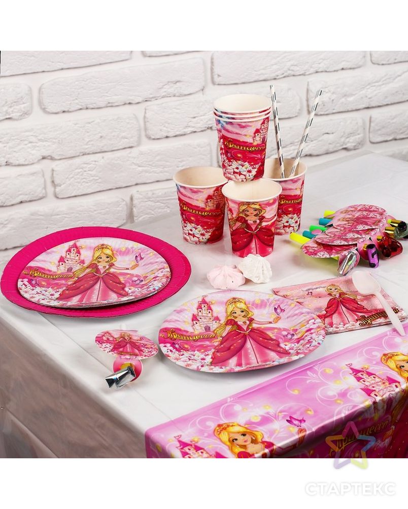 Набор бумажной посуды «Праздник принцессы», на 6 персон арт. СМЛ-103325-1-СМЛ0000856622
