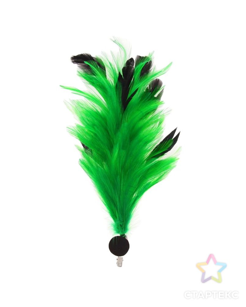 Карнавальное перо, зажим + значок, цвет зелёный арт. СМЛ-25193-1-СМЛ0931294 1