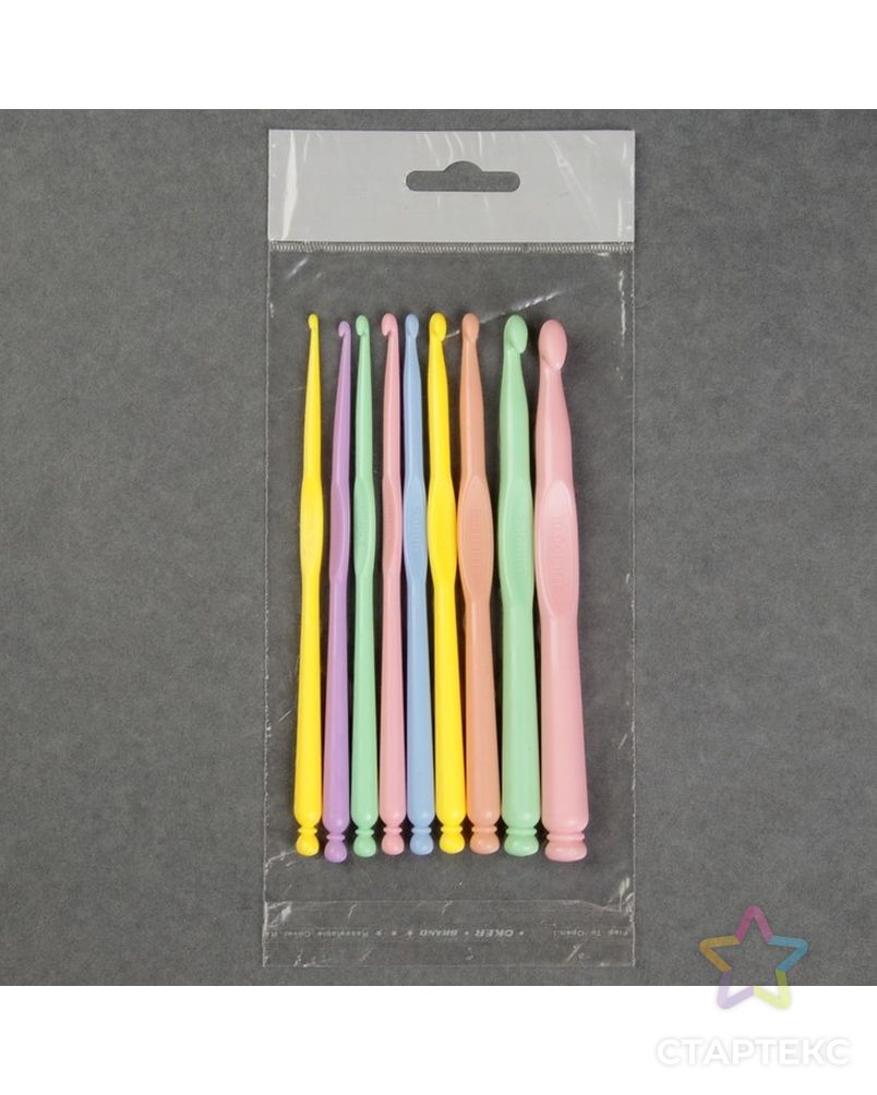 Набор крючков для вязания, d = 2,8-10 мм, 15 см, 9 шт, цвет МИКС арт. СМЛ-25314-1-СМЛ0970814 6