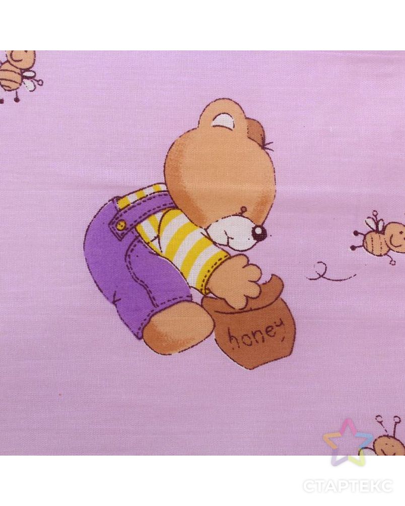Бортик с рюшей "Мишки с мёдом", 4 части (2 части: 30х60 см, 2 части: 30х120 см), цвет фиолетовый (арт. 552) арт. СМЛ-25473-1-СМЛ0998485