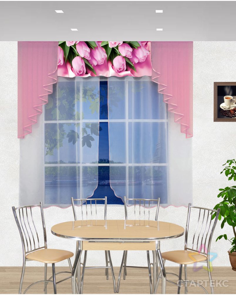 Комплект штор для кухни "Ассорти" розовый-6178 арт. ТКС-22-1-ТКС0017540263 1