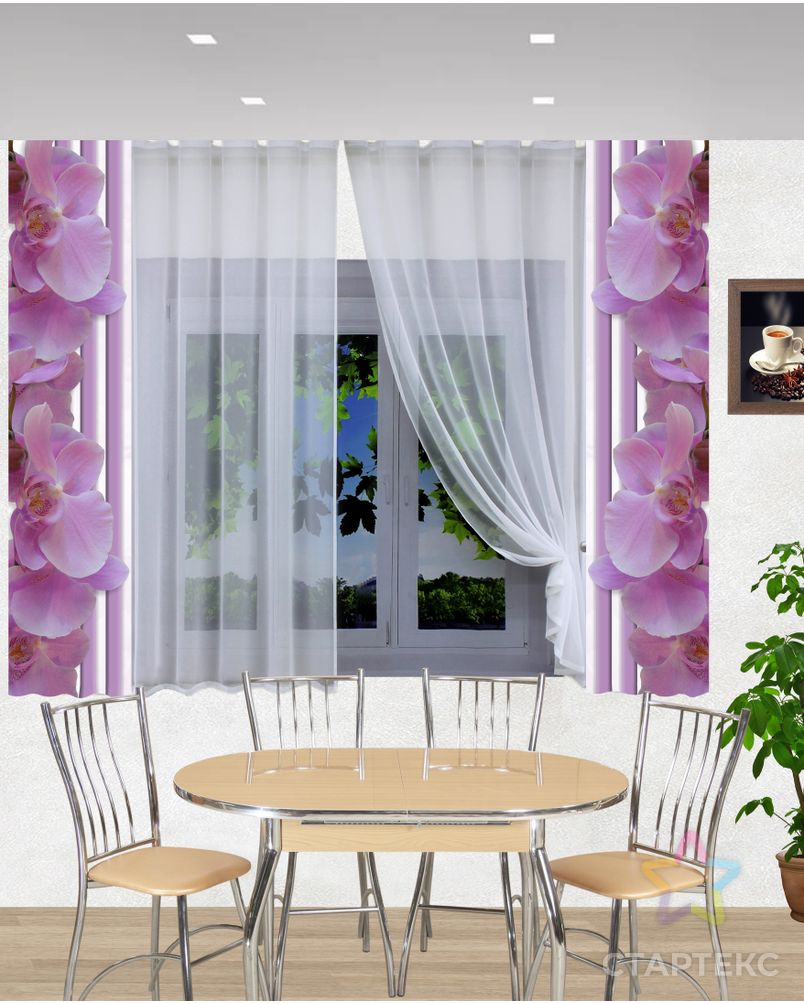 Заказать Комплект штор для кухни "Лана-орхидеи" арт. ТКС-54-1-ТКС0017540295 в Новосибирске