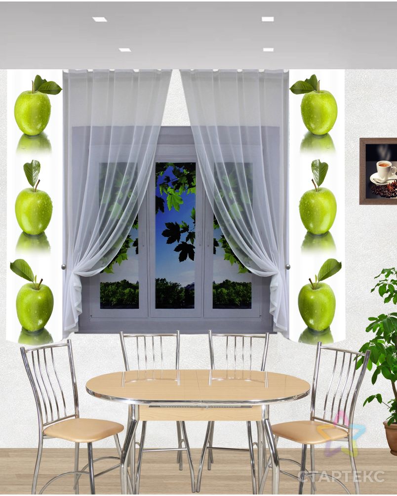 Комплект штор для кухни "Лана-яблоки" арт. ТКС-61-1-ТКС0017540302 1